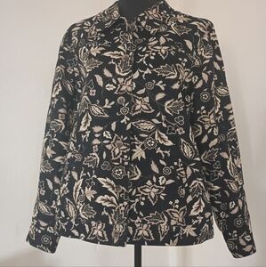 Appleseed's Black Lightweight Jacket With Floral Leave Design
